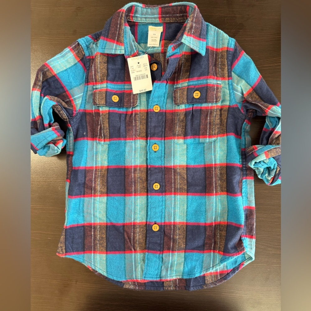 Crewcuts Blue and Red Button Down Shirt Classic Plaid